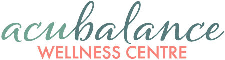 Acubalance logo with acubalance in green and wellness center in orange
